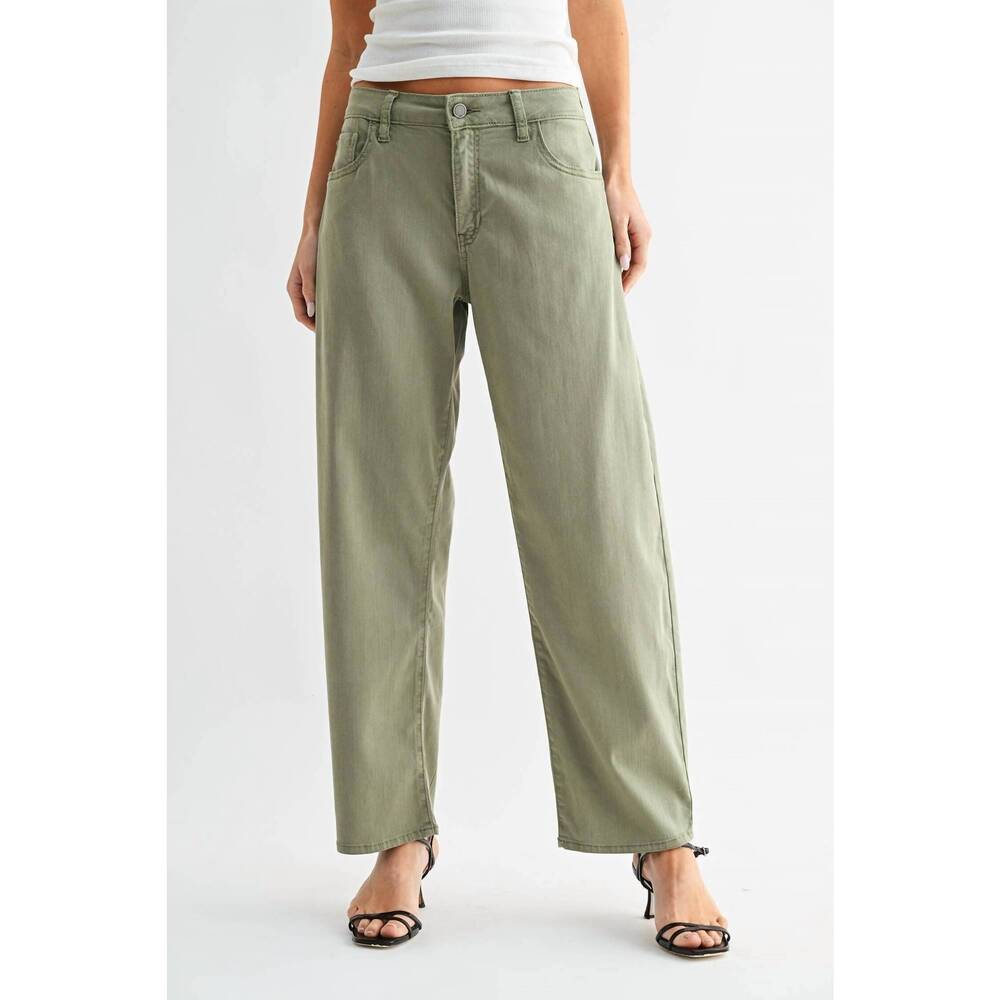 NEW JBD. stretch twill comfort barrel jean in olive